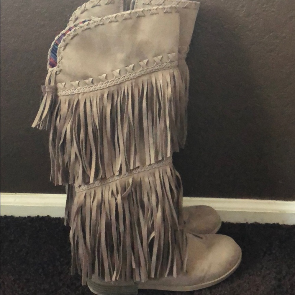 Justice Girls Knee high suede fringe boots